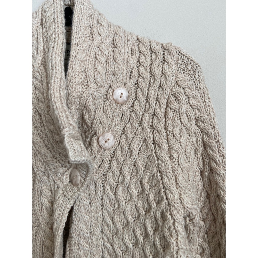 Aran Mór Ireland Cable Knit Merino Wool Chunky Cardigan Sweater Shawl Collar M‎ - Picture 2 of 7